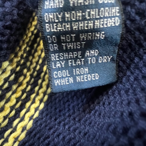 Polo Ralph Lauren Sweater Navy Yellow Striped Crewneck Men's Sweater Sz XL - Picture 8 of 11